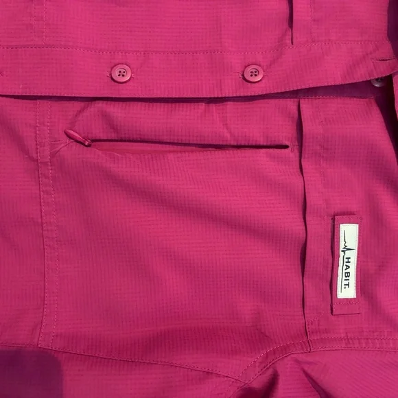 Habit Women’s River Shirt Fuchsia Pink Fishing UPF 40 Short Sleeve Medium - Picture 4 of 9